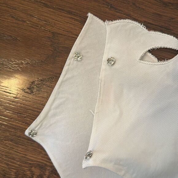 Vintage 60s white rayon scalloped edge collar with button detailing - Picture 7 of 9